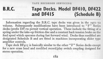 BRC-DF410 ;Late Mods only See BRC F Series 1971_DF422_DF415 ;Sched B-1972.RTV.Tape.Xref preview